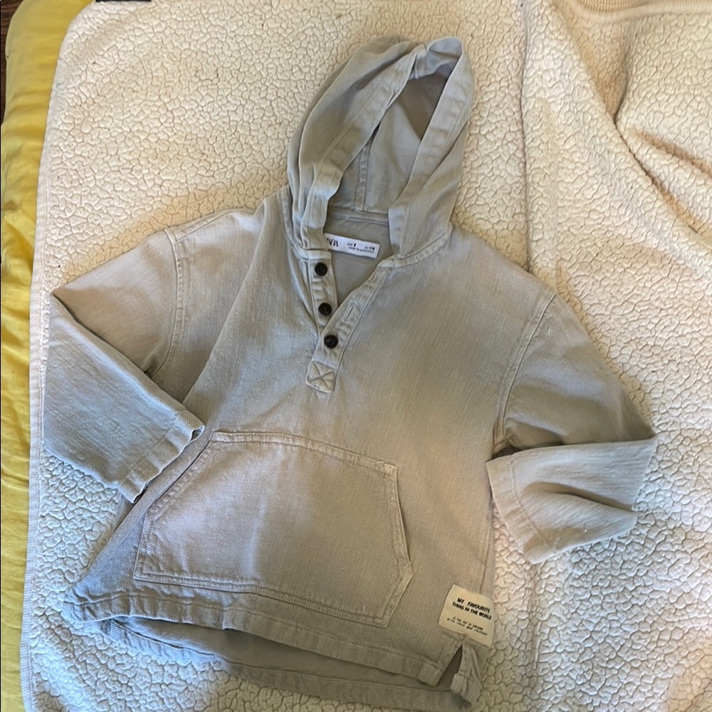 Zara Lightweight Denim Hoodie with Buttons